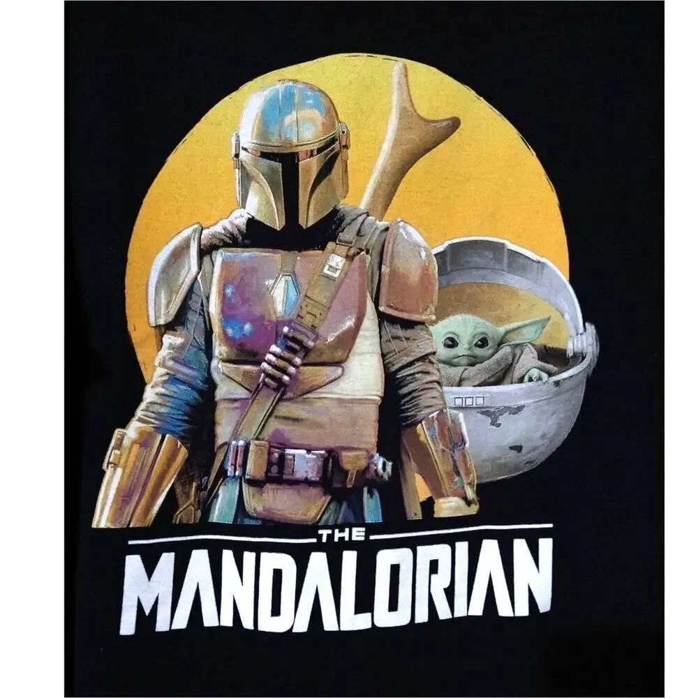 Star Wars the Mandalorian T-shirt Mens XL Short Sleeve Crew Neck Black Adult Tee